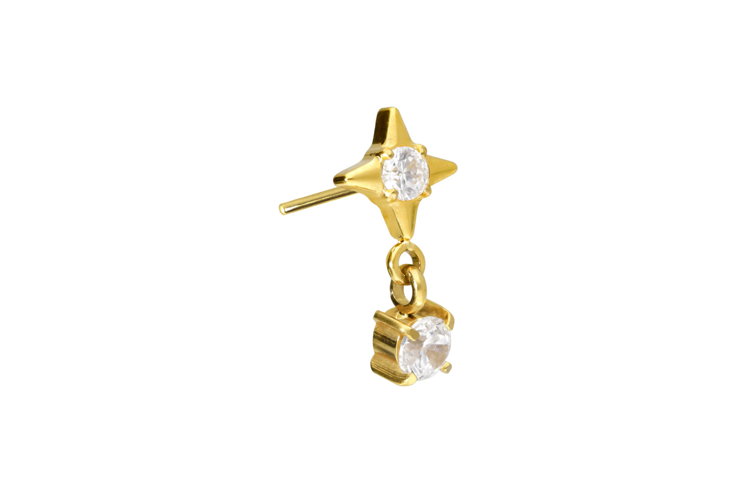 Titan Aufsatz mit Push Pin STERN + KRISTALL von Piercingline
